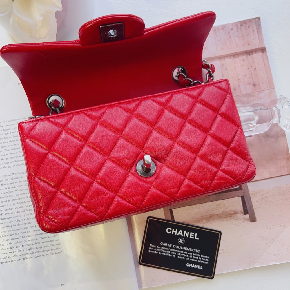 Chanel Classic Mini Rectangular Flap Bag Red - Picture 3 of 7